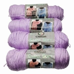Lot of 4 Caron Simply Soft Yarn Orchid 9717 6oz Skeins Acrylic Worsted No Dye